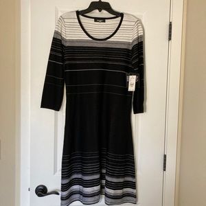 Black and white fit and flare sweater dress, M.